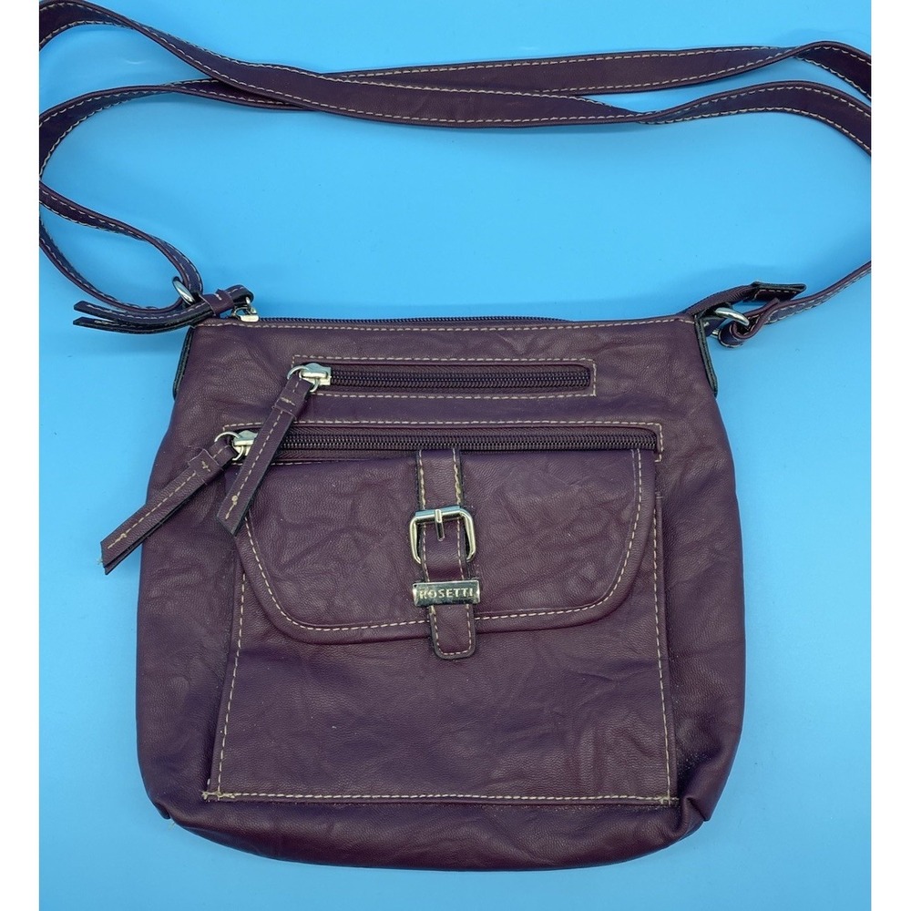 Rosetti Plum Faux Leather‎ Crossbody Bag with Silver Hardware